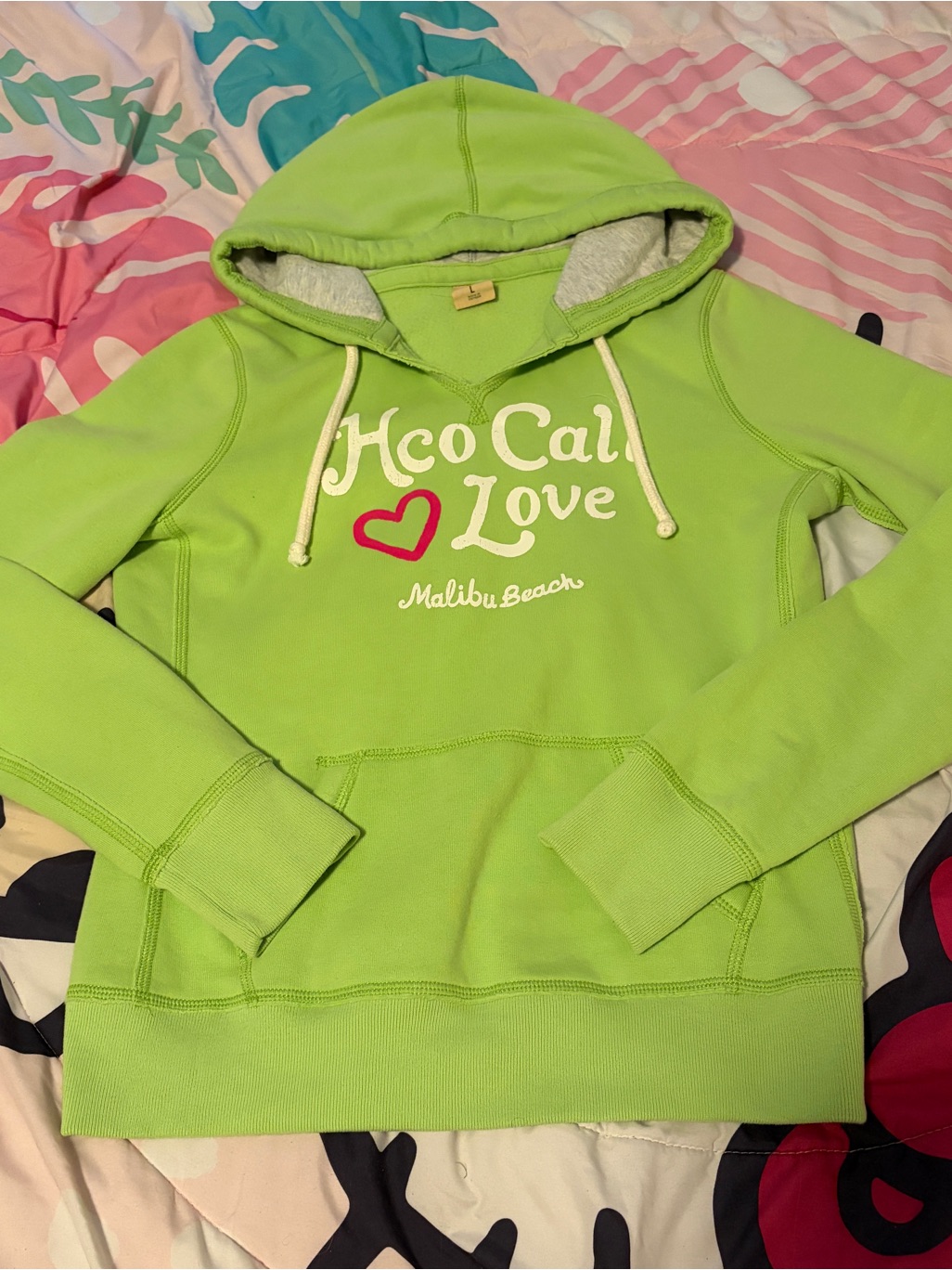 Hollister Lime Green Fleece Hoodie With Logo Tag
